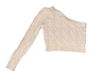 Blue Blush One Shoulder Cable Knit Sweater Womens S Ivory Cropped Cotton Blend